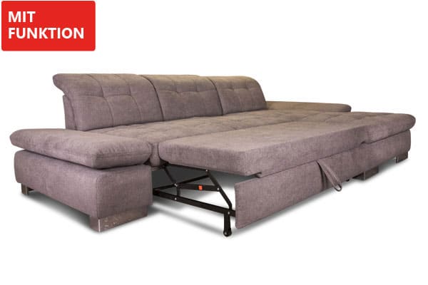 Grosse Eckcouch mit Bettfunktion.