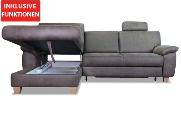 Günstige Eckcouch mit Stauraum und Schlaffunktion. - Sofadepot