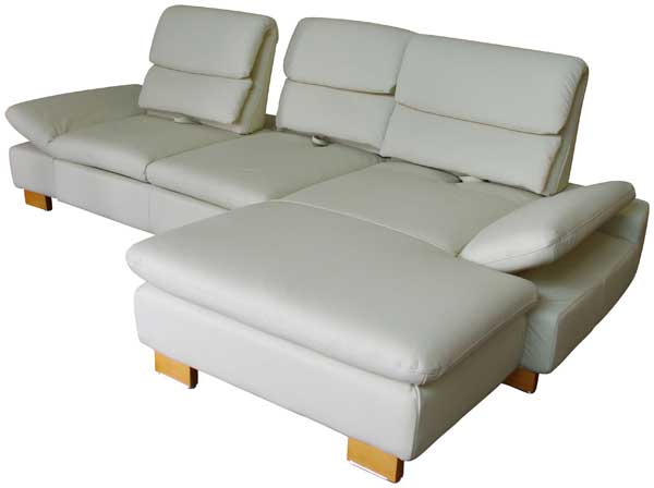 Ledersofa creme.